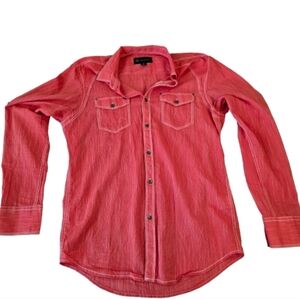INC International Concepts Button Front Shirt Topstitching Small